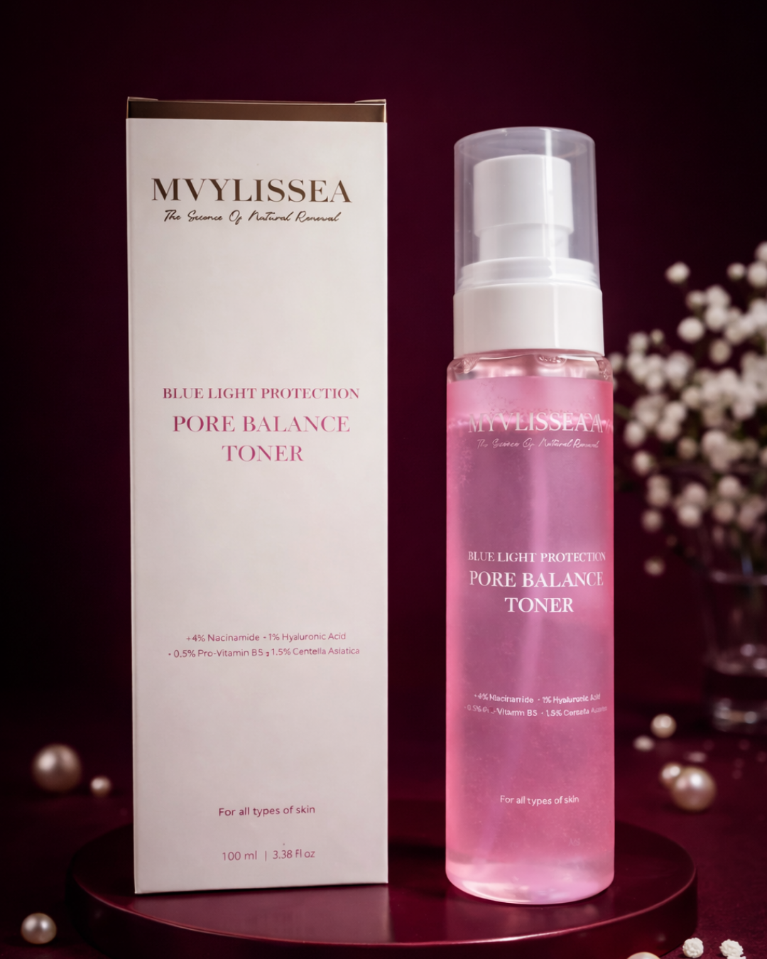 Pore-balance toner with niacinamide hyaluronic acid and panthenol